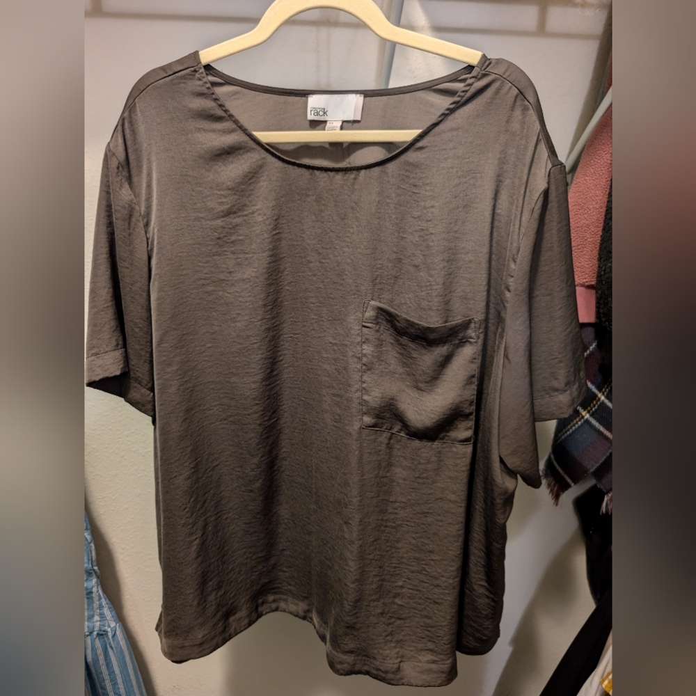 Faux Silk Boxy 2X Blouse